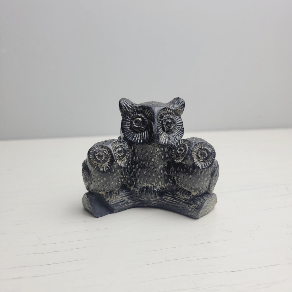 The Wolf Sculptures Owl Family Soapstone Hand Made in Canada Wolf Original